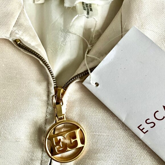 Vintage Escada by Margaretha Ley Satin Jacket Champagne Black Trim. EU 36 - Picture 4 of 5